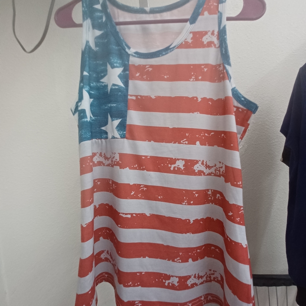 Patriotic Tank Top Stars And Stripes Size Medium